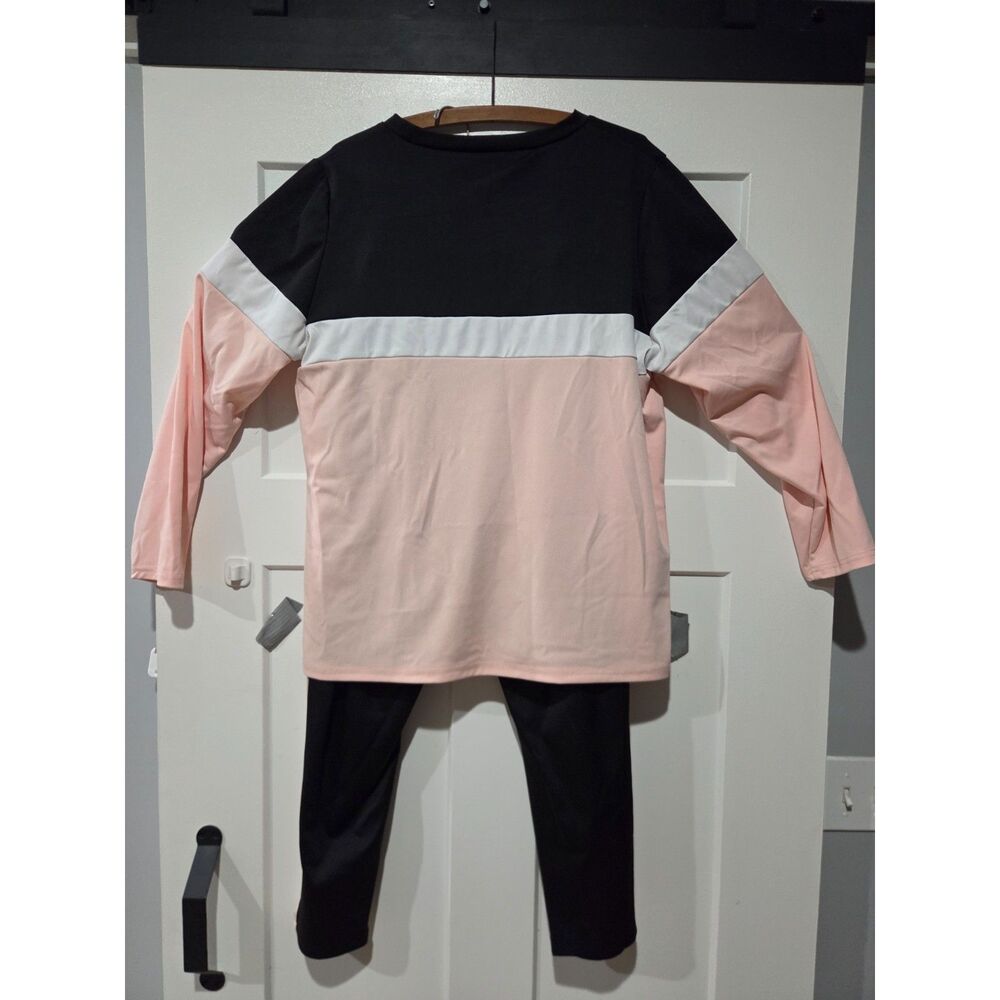 Women’s 2-Piece Loungewear 2XL Outfit Set Pink Color Block/Stripe